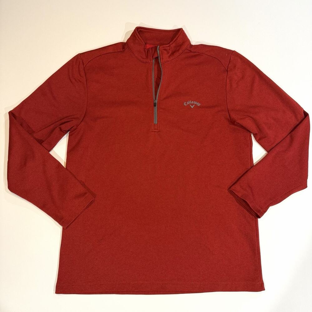 Callaway Sweater Mens Large Red Golf Logo Zip Sweatshirt Casual Outdoors